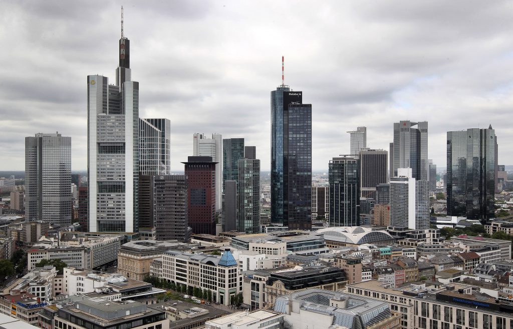 The skyline of Frankfurt am Main, Germany's financial hub, is pictured on Aug. 22, 2016. DANIEL ROLAND/AFP/Getty Images