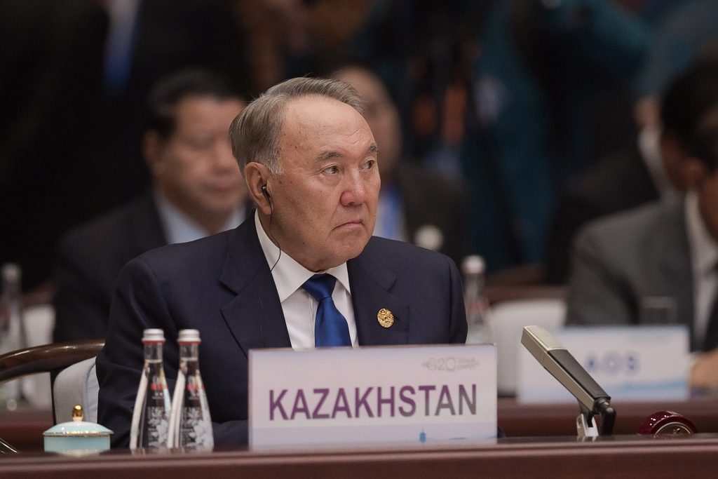 HANGZHOU, CHINA - SEPTEMBER 04: Kazakhstan's President Nursultan Nazarbayev attends the G20 opening ceremony at the Hangzhou International Expo Center on September 4, 2016 in Hangzhou, China. World leaders are gathering for the 11th G20 Summit from September 4-5. (Photo by Nicolas Asfouri - Pool/Getty Images)