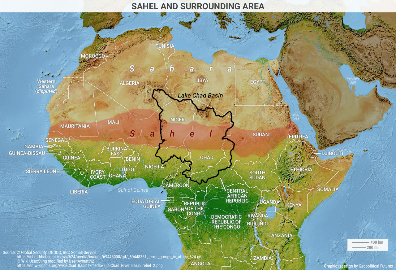 Пустыня Сахель на карте Африки