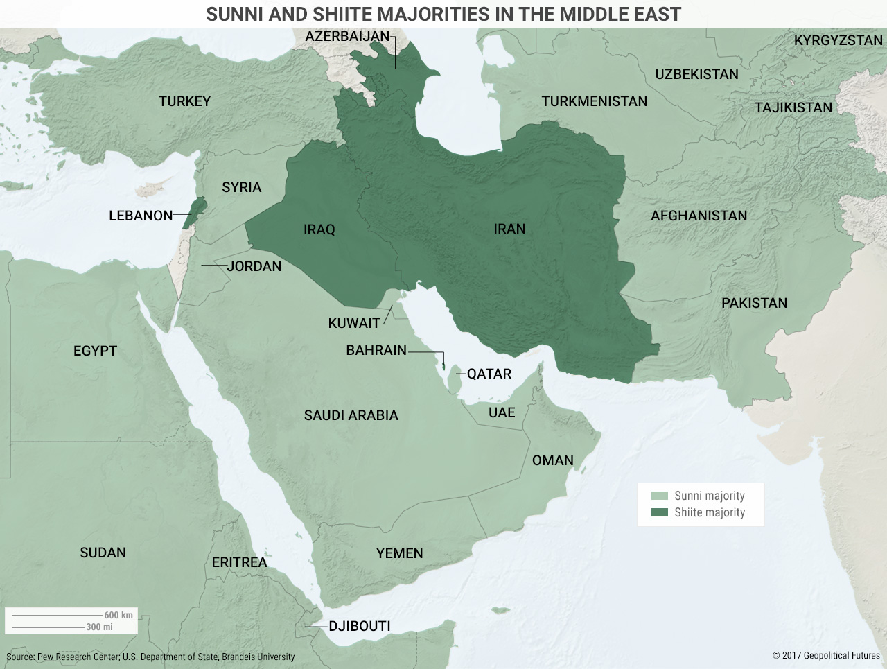 Middle Eastern countries with a sunni or a shiit majority