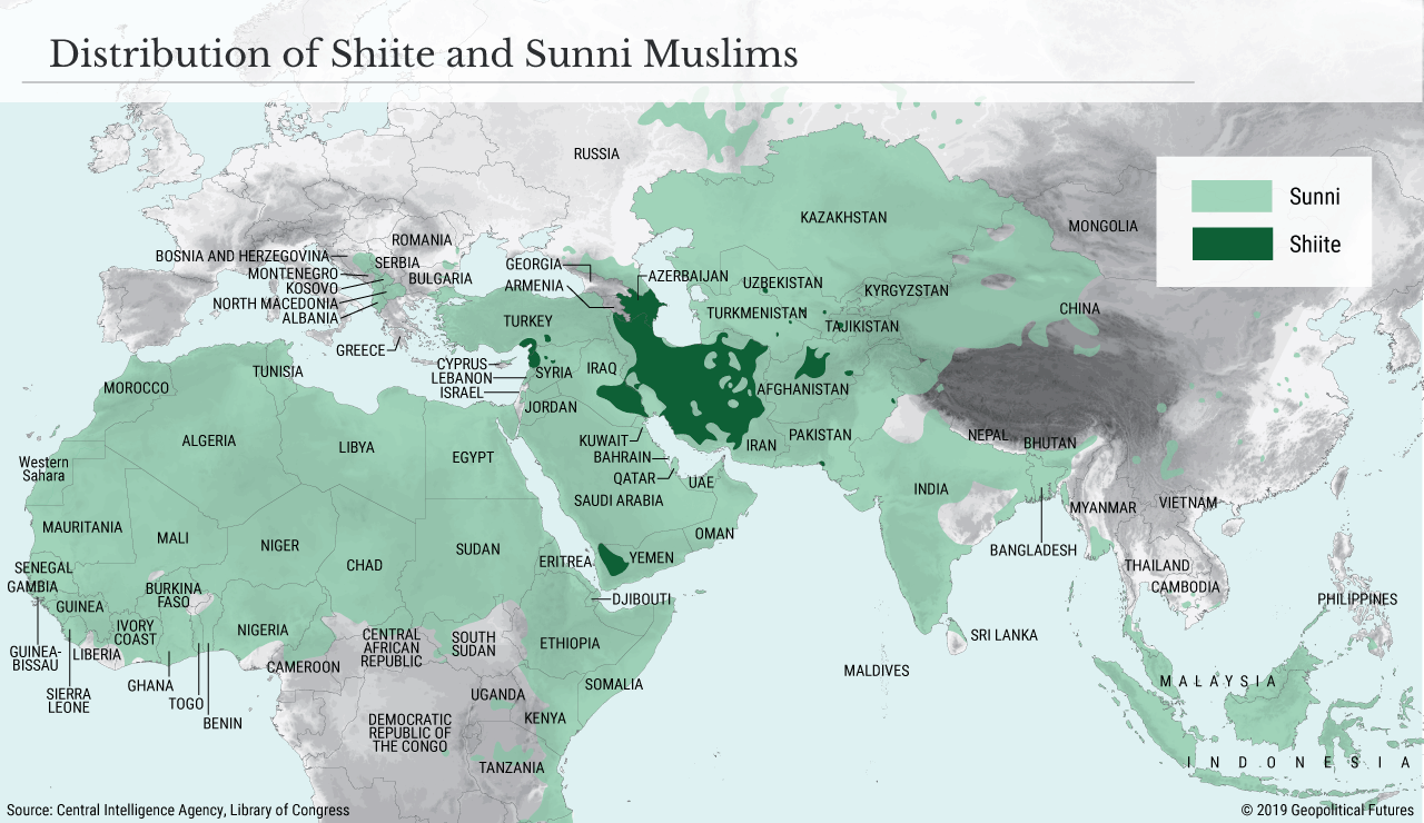 Distribution of Shiite and Sunni Muslims
