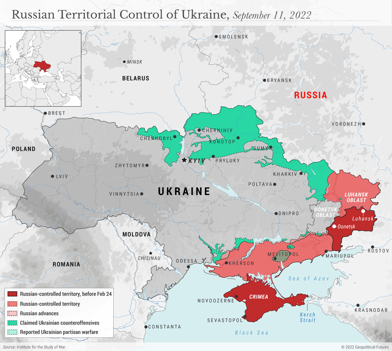 Russian Territorial Control of Ukraine, 9/11/22